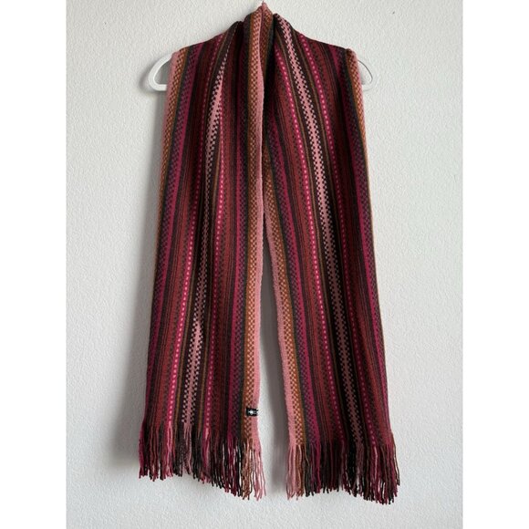 Smartwool Women Striped Wool Scarf Fringe Meadow Line‎ Canyon Rose Pink Size OS - Picture 3 of 12